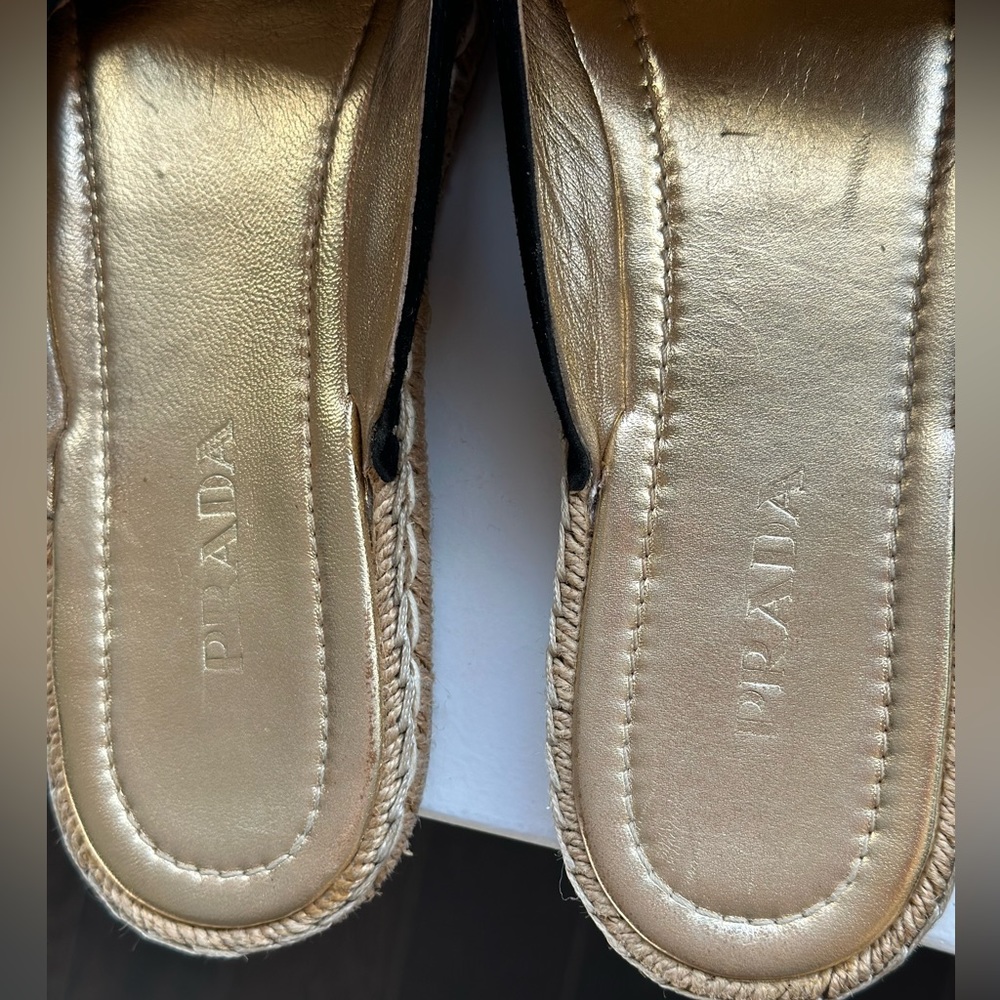 Prada black suede espadrille pointy toe mule size 39.5 - Picture 5 of 6